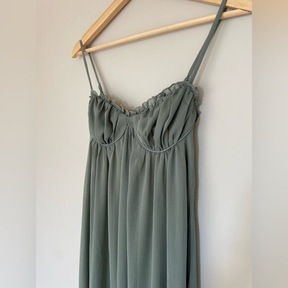 NEW Reformation Cebba Elegant Maxi Dress Green Moss | size 0 - Picture 8 of 15